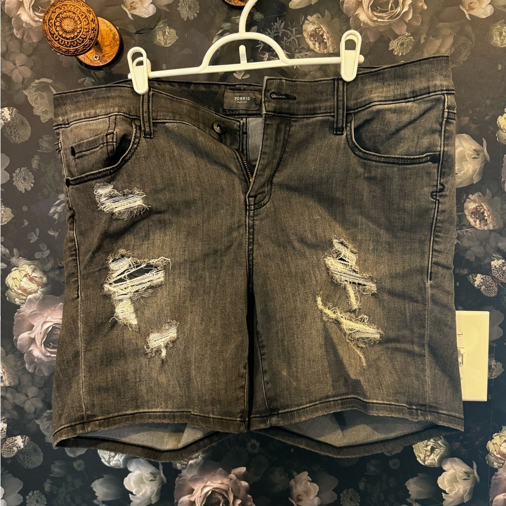 torrid Gray Washed Denim Shorts